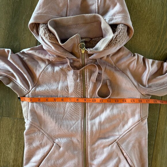 Athleta Triumph Luxe Shine, sherpa lined, full zip hoodie Dogwood Mauve sz XS - Picture 8 of 12
